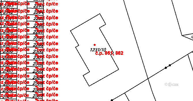 Lyžbice 861,862, Třinec na parcele st. 1231/10 v KÚ Třinec, Katastrální mapa