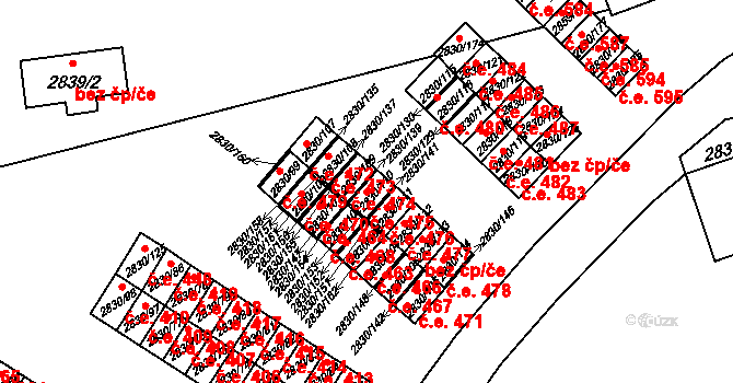 Rumburk 1 475, Rumburk na parcele st. 2830/110 v KÚ Rumburk, Katastrální mapa