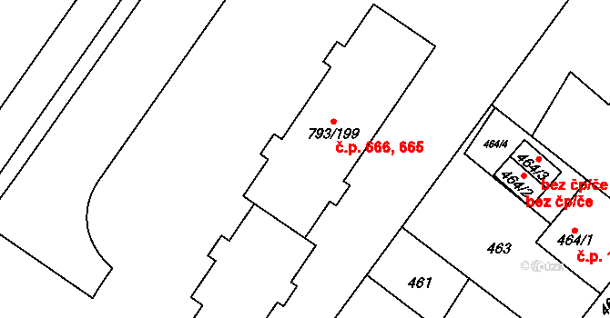 Výškovice 665,666, Ostrava na parcele st. 793/199 v KÚ Výškovice u Ostravy, Katastrální mapa