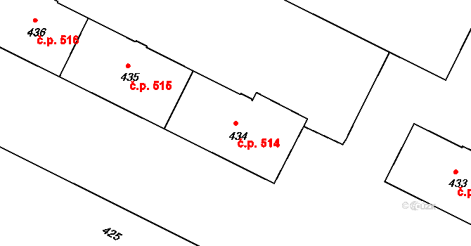 Poruba 514, Ostrava na parcele st. 434 v KÚ Poruba, Katastrální mapa