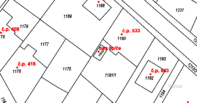 Konice 43157319 na parcele st. 1191/2 v KÚ Konice, Katastrální mapa
