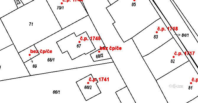 Moravský Krumlov 43603319 na parcele st. 68/2 v KÚ Polánka u Moravského Krumlova, Katastrální mapa