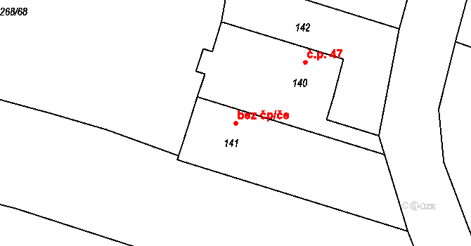 Černotín 44604319 na parcele st. 141 v KÚ Hluzov, Katastrální mapa
