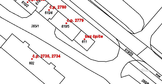 Šumperk 44911319 na parcele st. 611 v KÚ Dolní Temenice, Katastrální mapa