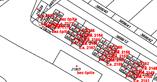 Řečkovice 2167, Brno na parcele st. 5510 v KÚ Řečkovice, Katastrální mapa