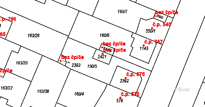 Kralupy nad Vltavou 48672319 na parcele st. 2421 v KÚ Lobeček, Katastrální mapa
