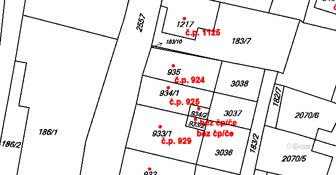 Hlinsko 925 na parcele st. 934/1 v KÚ Hlinsko v Čechách, Katastrální mapa