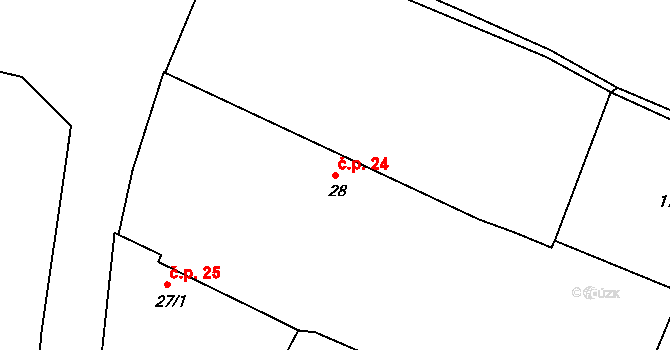 Chvaletice 24, Protivín na parcele st. 28 v KÚ Chvaletice u Protivína, Katastrální mapa