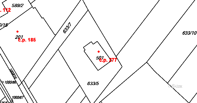 Orlice 277, Letohrad na parcele st. 501 v KÚ Orlice, Katastrální mapa