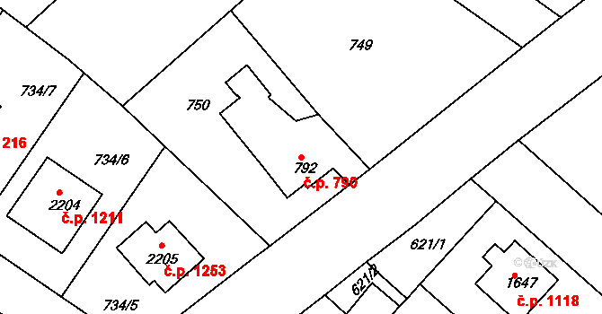 Neratovice 790 na parcele st. 792 v KÚ Neratovice, Katastrální mapa