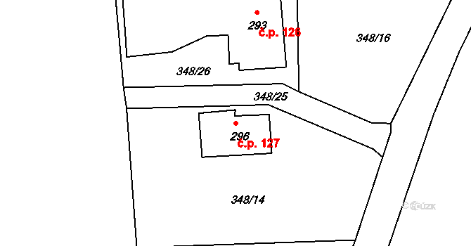 Dolní Kamenice 127, Česká Kamenice na parcele st. 296 v KÚ Dolní Kamenice, Katastrální mapa