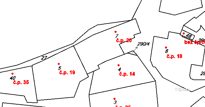 Týnec 20, Malý Bor na parcele st. 7 v KÚ Týnec u Hliněného Újezdu, Katastrální mapa