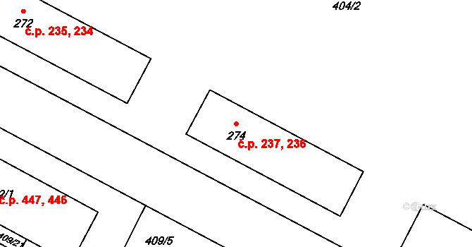 Opatovice nad Labem 236,237 na parcele st. 274 v KÚ Opatovice nad Labem, Katastrální mapa