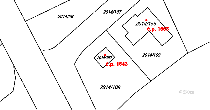 Stará Boleslav 1643, Brandýs nad Labem-Stará Boleslav na parcele st. 2014/152 v KÚ Stará Boleslav, Katastrální mapa