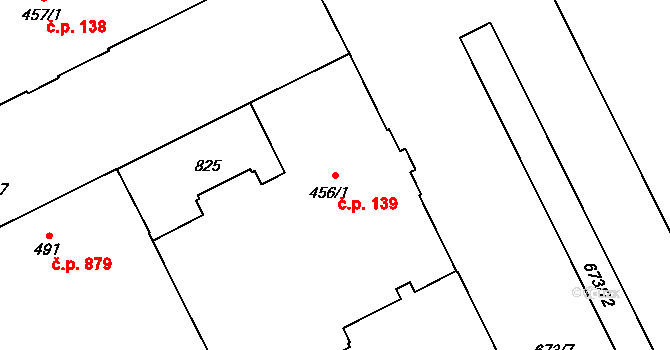 Nový Jičín 139 na parcele st. 456/1 v KÚ Nový Jičín-Horní Předměstí, Katastrální mapa