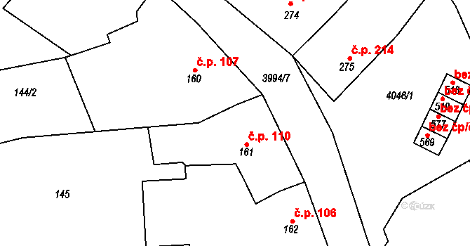 Boleradice 110 na parcele st. 161 v KÚ Boleradice, Katastrální mapa