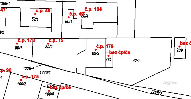 Mantov 179, Chotěšov na parcele st. 89/3 v KÚ Mantov, Katastrální mapa