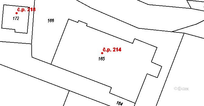 Přerov XII-Žeravice 214, Přerov na parcele st. 165 v KÚ Žeravice, Katastrální mapa