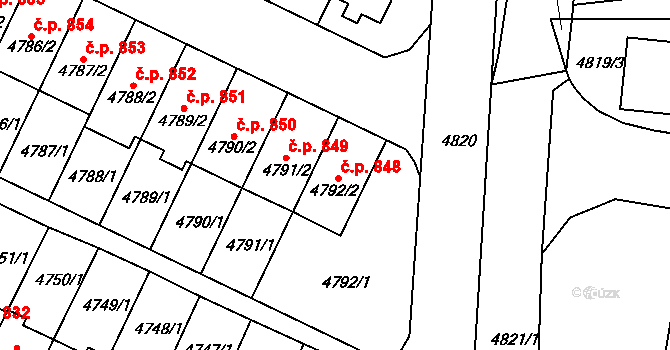 Žižkov 848, Kutná Hora na parcele st. 4792/2 v KÚ Kutná Hora, Katastrální mapa
