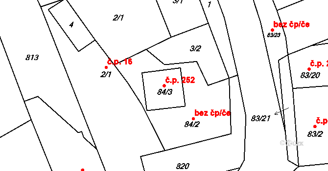 Dolní Bučice 252, Vrdy na parcele st. 84/3 v KÚ Dolní Bučice, Katastrální mapa