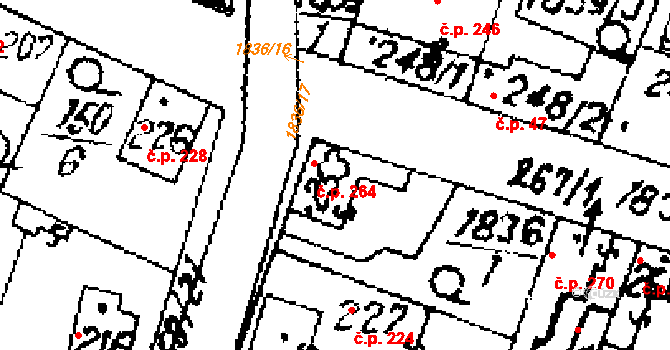 Přerov nad Labem 264 na parcele st. 253 v KÚ Přerov nad Labem, Katastrální mapa