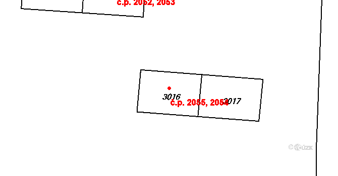 Nymburk 2054,2055 na parcele st. 3016 v KÚ Nymburk, Katastrální mapa