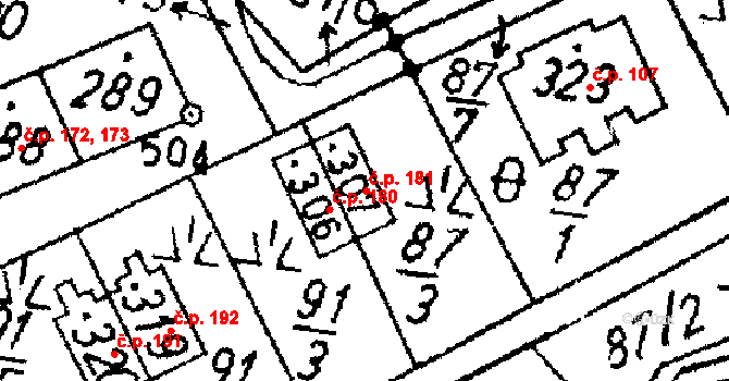 Markvartice 181, Jablonné v Podještědí na parcele st. 307 v KÚ Markvartice v Podještědí, Katastrální mapa