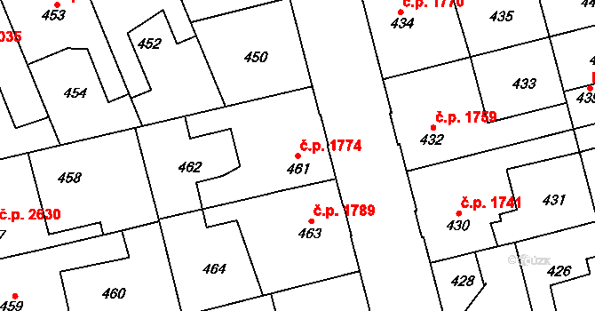 Kladno 1774 na parcele st. 461 v KÚ Kladno, Katastrální mapa