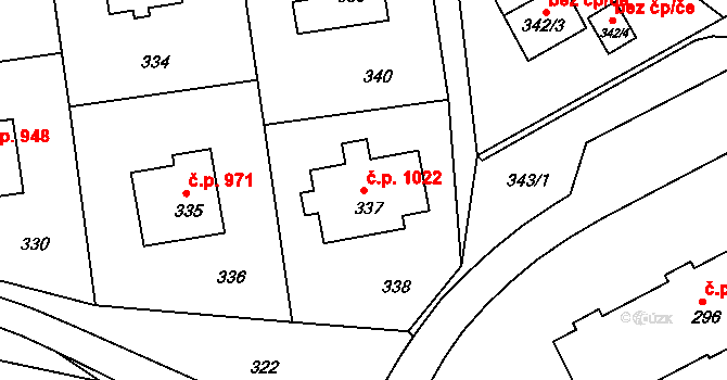 Rýmařov 1022 na parcele st. 337 v KÚ Rýmařov, Katastrální mapa