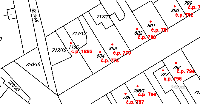 Brandýs nad Labem 778, Brandýs nad Labem-Stará Boleslav na parcele st. 804 v KÚ Brandýs nad Labem, Katastrální mapa