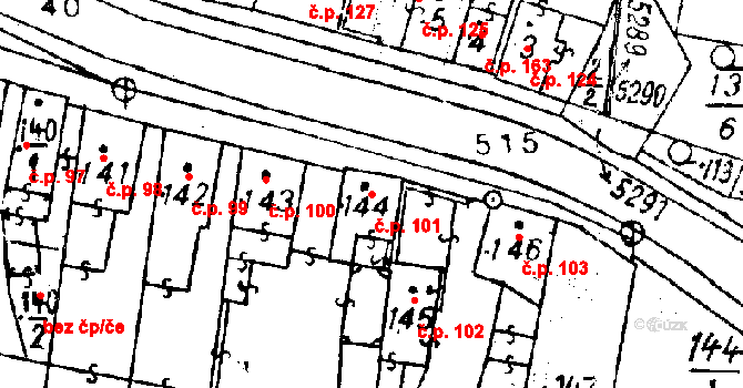 Černošín 101 na parcele st. 144 v KÚ Černošín, Katastrální mapa