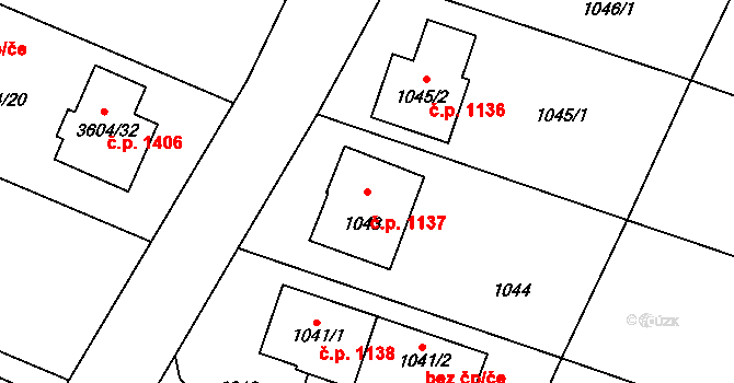Zubří 1137 na parcele st. 1043 v KÚ Zubří, Katastrální mapa