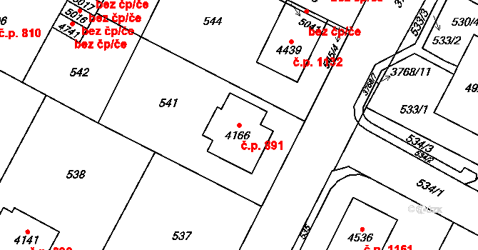 Žamberk 891 na parcele st. 4166 v KÚ Žamberk, Katastrální mapa