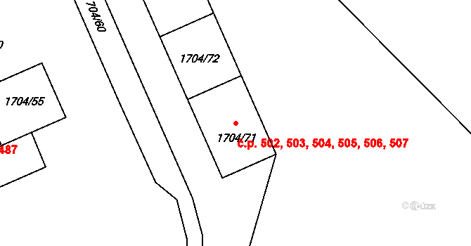 Miřetice u Klášterce nad Ohří 502,503,504,505,506,, Klášterec nad Ohří na parcele st. 1704/71 v KÚ Miřetice u Klášterce nad Ohří, Katastrální mapa