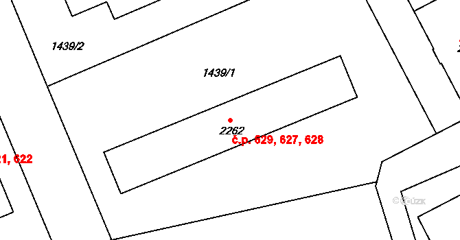 Chrudim III 627,628,629, Chrudim na parcele st. 2262 v KÚ Chrudim, Katastrální mapa