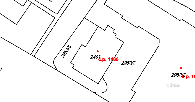 Slatina 1136, Brno na parcele st. 2491 v KÚ Slatina, Katastrální mapa