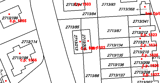 Pelhřimov 1601 na parcele st. 2713/213 v KÚ Pelhřimov, Katastrální mapa