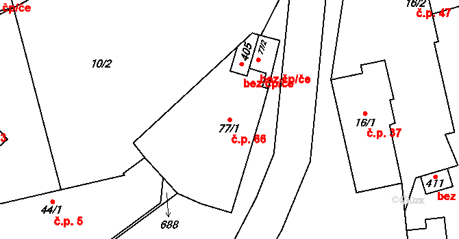 Lhota 66 na parcele st. 77/1 v KÚ Lhota u Dřís, Katastrální mapa