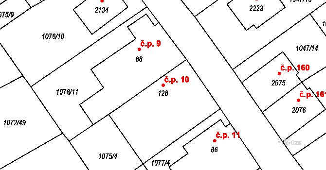 Hamrníky 10, Mariánské Lázně na parcele st. 128 v KÚ Úšovice, Katastrální mapa