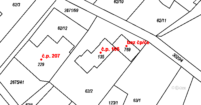 Černilov 165 na parcele st. 135 v KÚ Černilov, Katastrální mapa