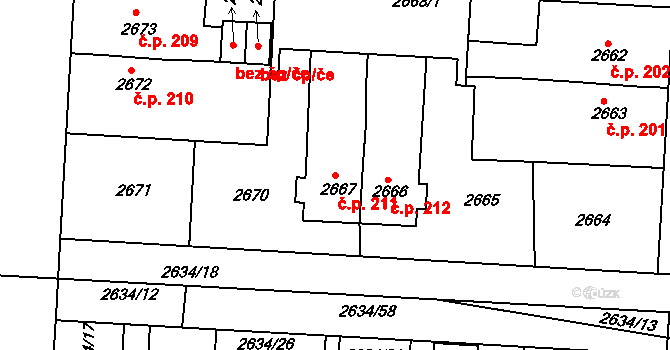 Příbram IV 211, Příbram na parcele st. 2667 v KÚ Příbram, Katastrální mapa