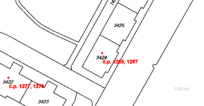 Bolevec 1266,1267, Plzeň na parcele st. 3424 v KÚ Bolevec, Katastrální mapa