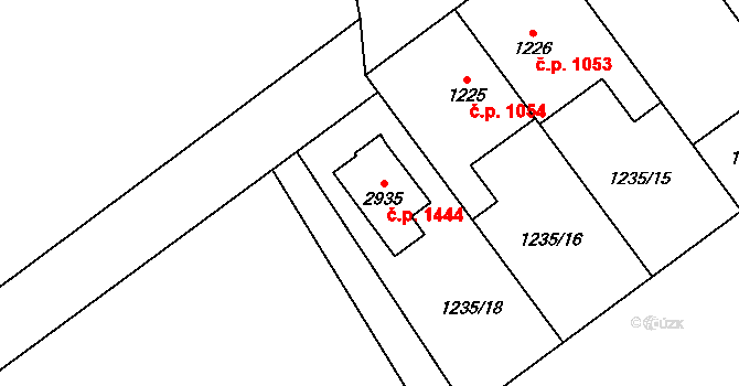 Lipník nad Bečvou I-Město 1444, Lipník nad Bečvou na parcele st. 2935 v KÚ Lipník nad Bečvou, Katastrální mapa
