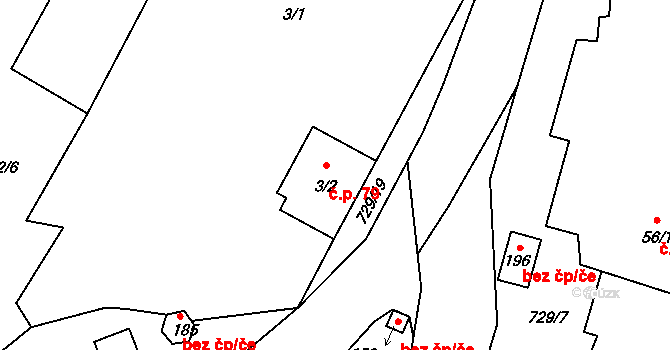 Dolní Slivno 79 na parcele st. 3/2 v KÚ Dolní Slivno, Katastrální mapa