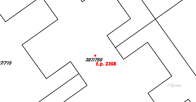 Chodov 2308, Praha na parcele st. 397/759 v KÚ Chodov, Katastrální mapa