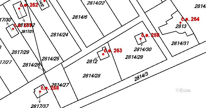 Hlubočky 263 na parcele st. 2812 v KÚ Hlubočky, Katastrální mapa