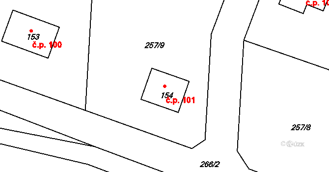Dolní Hbity 101 na parcele st. 154 v KÚ Dolní Hbity, Katastrální mapa