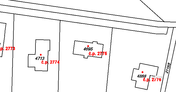 Rožnov pod Radhoštěm 2775 na parcele st. 4695 v KÚ Rožnov pod Radhoštěm, Katastrální mapa