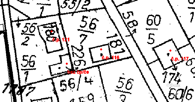 Chlístovice 116 na parcele st. 181 v KÚ Chlístovice, Katastrální mapa