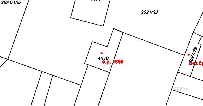 Bruntál 1858 na parcele st. 4510 v KÚ Bruntál-město, Katastrální mapa